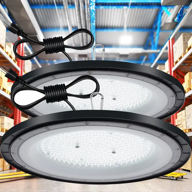 2PCS High Bay Led Shop Lights 150W 21,000LM, 6000K Bright White Led High Bay Light (Eqv.600W MH/HPS), Plug in Shop Car Garage...