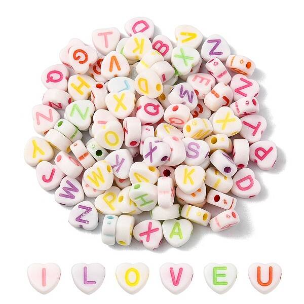 Opaque Acrylic Heart Beads