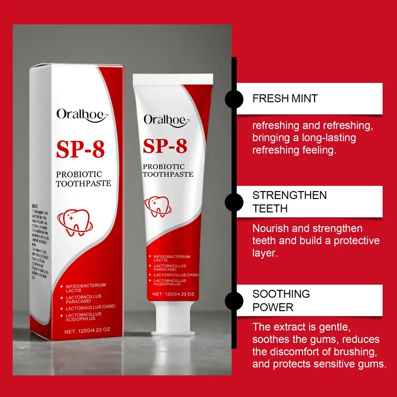 Sp-8 probiotic brightening white toothpaste for deep cleaning and care of teeth,oral care,whitening,stain removal,brightening...