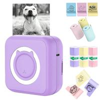 Portable Mini Picture Printer, 1 Set Wireless Mini Sticker Printer with Colored Self-adhesive Stickers*3 & Colored Paper*3, W...