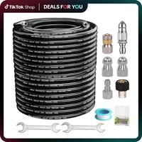 Dealsforyoudays  Sewer Jetter Kit for Pressure Washer Jet Drain Cleaner Hose 1/4 Inch NPT with Rotating and Button Nose Sewer...