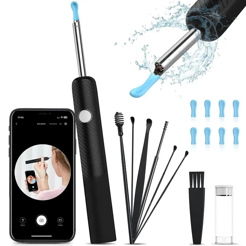 Smart Visual Ear Wax Removal Kit, 18pcs/box Ear Cleaner with Camera & Light, Ear Cleaning Tool with 8 Spoon, Compatible with ...