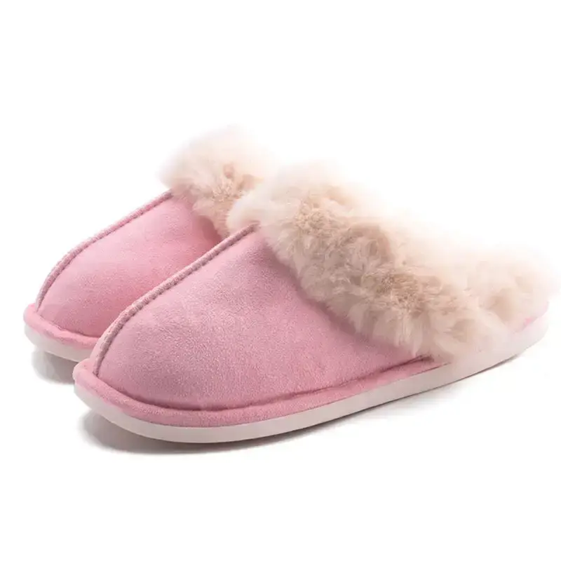 Cozy Fluff Slippers for Women - Soft Fabric Upper, Warm, Comfy, Non-Slip Rubber Sole, Indoor Outdoor Slip-On Shoes for Winter...