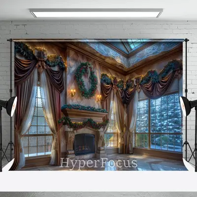 Christmas Vibe Retro Luxury Room Window Backdrop - Aperturee