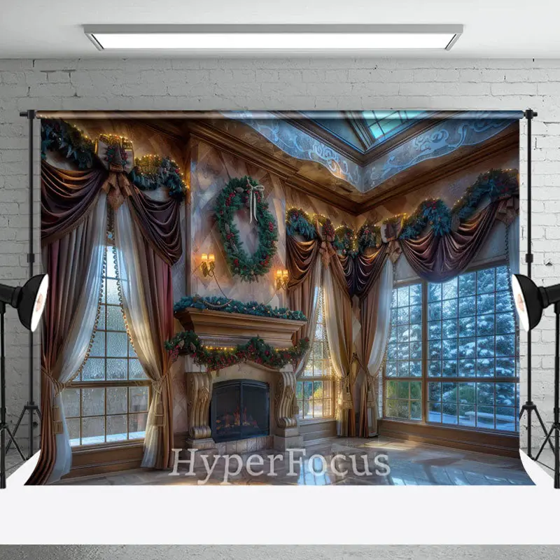 Christmas Vibe Retro Luxury Room Window Backdrop - Aperturee