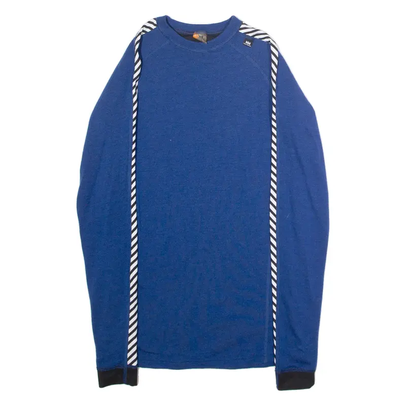 HELLY HANSEN Mens Patterned Jumper Blue Striped Crew Neck Tight Knit M