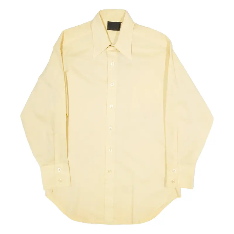 Mens Plain Shirt Yellow Long Sleeve M