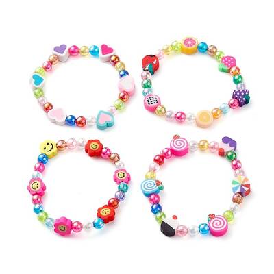 Transparent Acrylic Beads Stretch Kids Bracelets