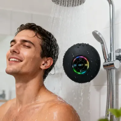 Mini Bluetooth-compatible Speaker, Portable Wireless Speaker with Colorful LED Light, Rechargeable Waterproof Speaker for Bea...