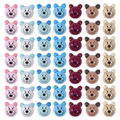 70Pcs 7 Colors Natural Wood Printed Beads