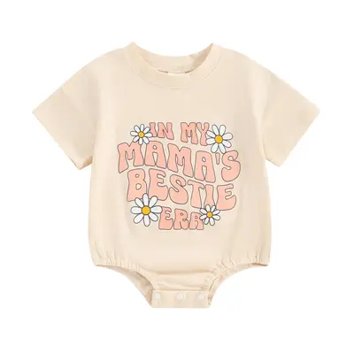 Newborn Baby Girl Outfits In My Mamas Bestie Era Daisy Bubble Romper Short Sleeve Bodysuit T-Shirt Summer Clothes