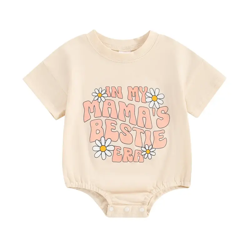 Newborn Baby Girl Outfits In My Mamas Bestie Era Daisy Bubble Romper Short Sleeve Bodysuit T-Shirt Summer Clothes