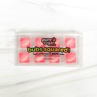 BUBS SQUARED! Hard candy coated MINI BUBS - 8-pack of mini bubs inside a hard candy square - Five delicious flavor combinatio...