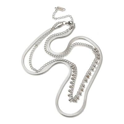 201 Stainless Steel Double Layer Snake Chain Necklaces