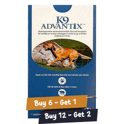 K9 Advantix Extra Large Dogs Over 55 Lbs (Blue) 12 Doses + 2 Free