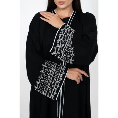 Royal Black Embellished Abaya Set