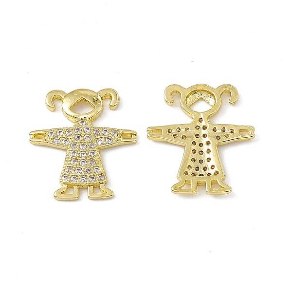 Brass Micro Pave Clear Cubic Zirconia Connector Charms