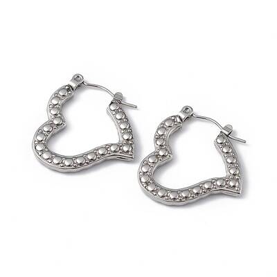 Non-Tarnish 304 Stainless Steel Heart Hoop Earrings for Women