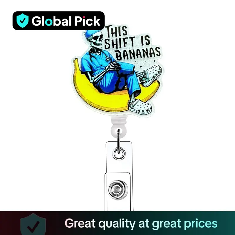 Skull Pattern Retractable Badge Reel, 1/20pcs Acrylic ID Holder with Clip for Nurses, Doctors, Students & Office Staff, Ident...