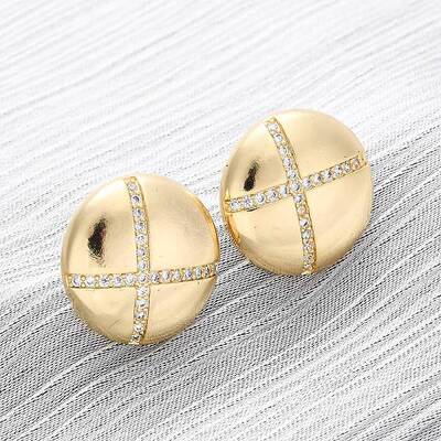 Brass Clear Cubic Zirconia Stud Earrings