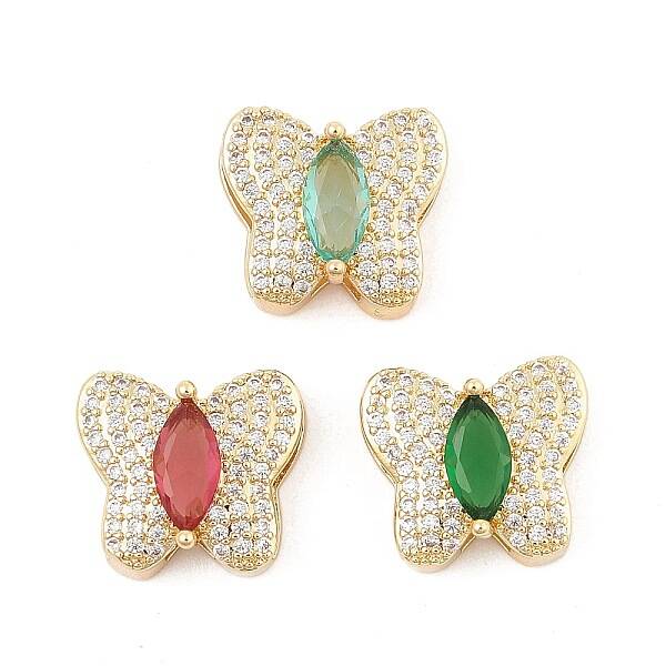 Brass Micro Pave Cubic Zirconia Slide Charms