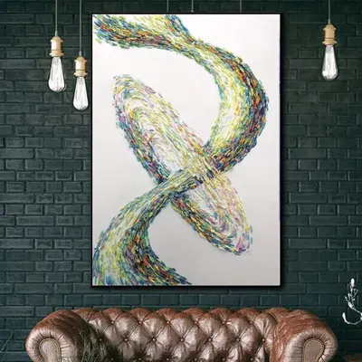 Extra Large Wall Art Oil Paintings On Canvas Abstract Waves Modern Wall Art Green Original Artwork | GREEN SWIRL
