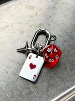 Dice & Poker Card Design Hearts Keychain, Casual     Stainless Steel Keychain for Car Keys for Women & Men, Fashion Accessori...