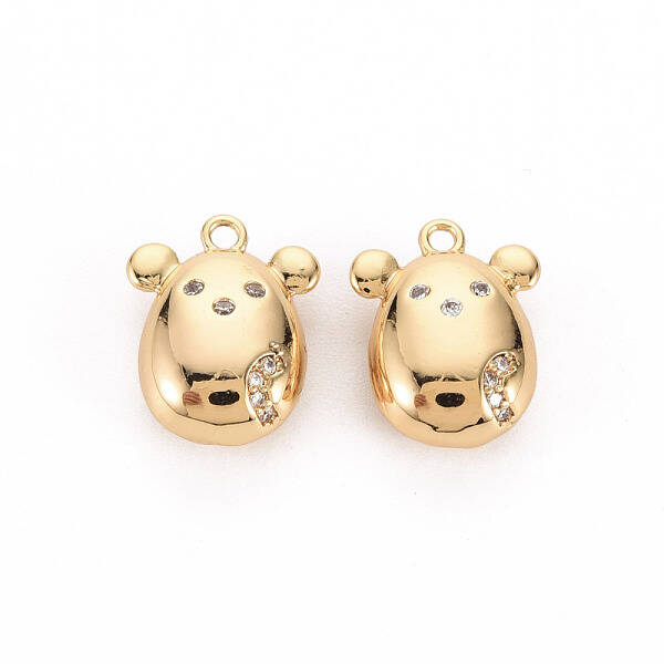 Brass Micro Pave Clear Cubic Zirconia Charms