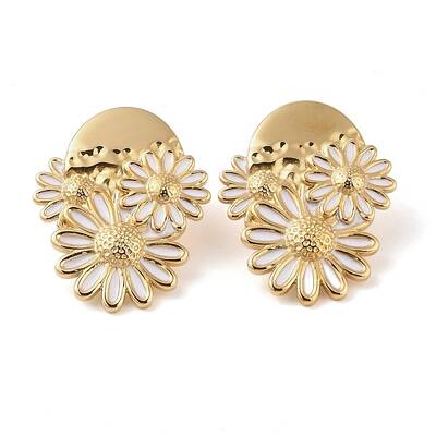 304 Stainless Steel Enamel Stud Earrings for Women
