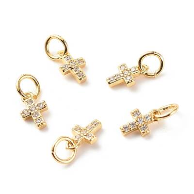 Brass Micro Pave Clear Cubic Zirconia Pendants