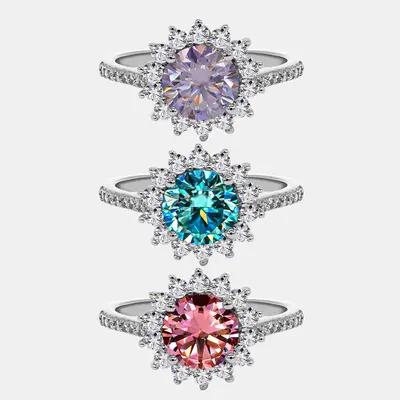 【701】1CT Color Synthetic Moissanite Ring – Classic Elegant Wedding/Engagement Jewelry for Women, Perfect Birthday/Valen...