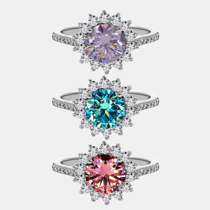 【701】1CT Color Synthetic Moissanite Ring – Classic Elegant Wedding/Engagement Jewelry for Women, Perfect Birthday/Valen...