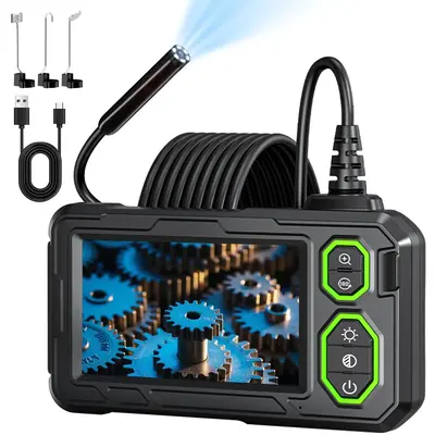 KAIWEETS 1080P HD Industrial Endoscope Borescope Camera with 8 LED Lights, Adjustable Cable IP67 Waterproof 4.3 Inch Screen D...