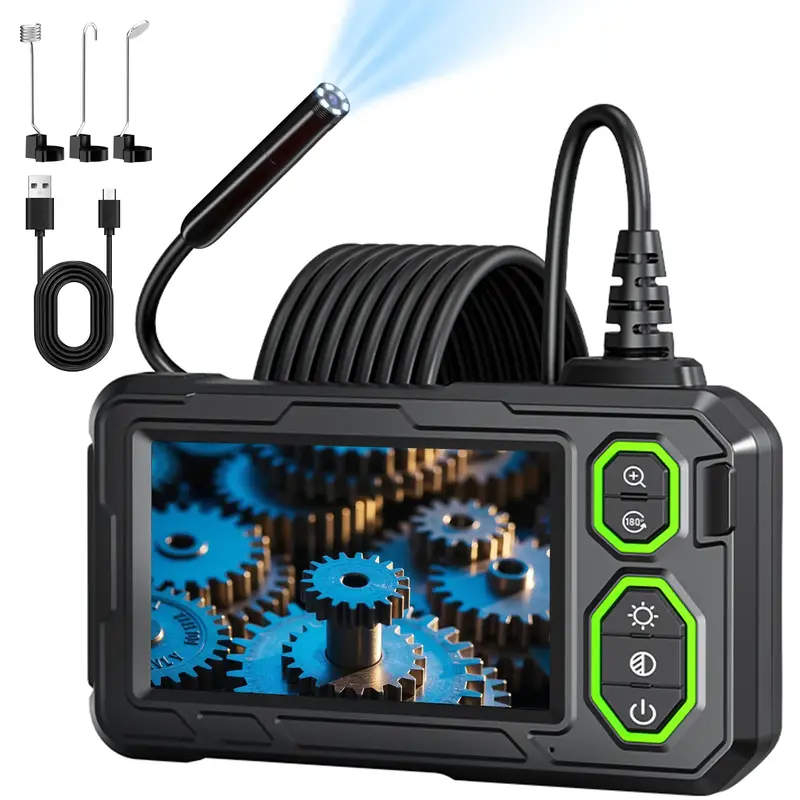 KAIWEETS 1080P HD Industrial Endoscope Borescope Camera with 8 LED Lights, Adjustable Cable IP67 Waterproof 4.3 Inch Screen D...