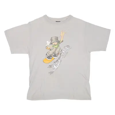 UP STAR Cool Snowboarder Mens T-Shirt Beige Crew Neck L