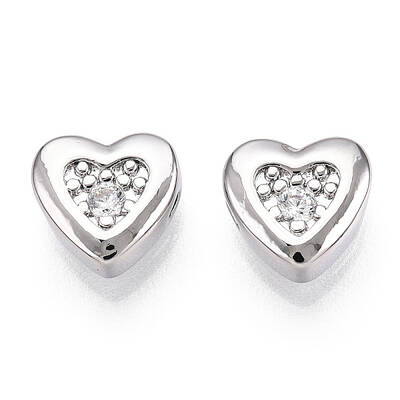 Brass Micro Pave Cubic Zirconia Beads