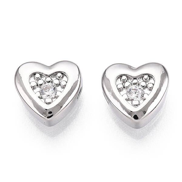 Brass Micro Pave Cubic Zirconia Beads