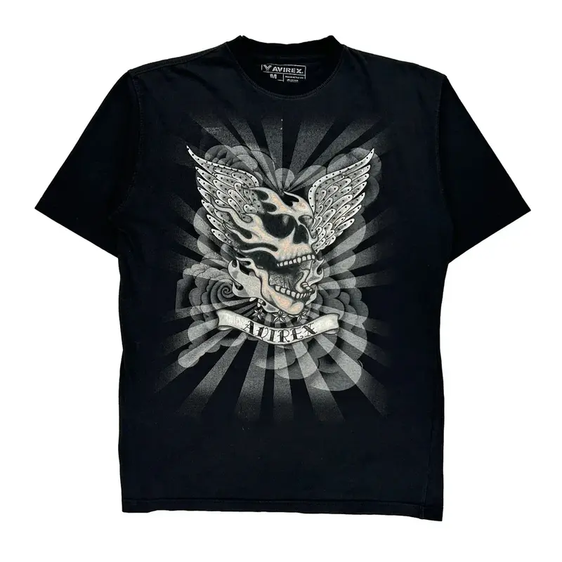 Avirex Graphic T-Shirt - Medium Black Cotton