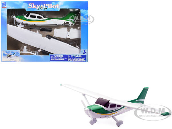 Model Kit Cessna 172 Skyhawk Aircraft White with Green and Yellow Stripes \
