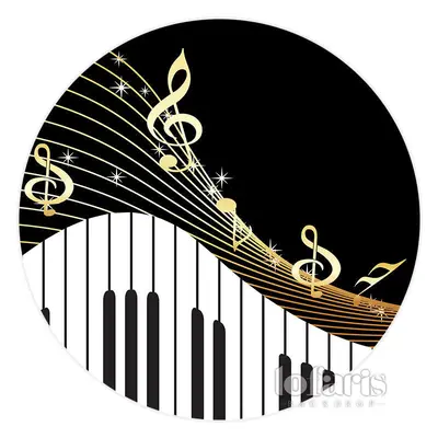 Aperturee Musical Notes Piano Theme Happy Birthday Round Backdrop | Birthday Back Drop | Simple Backdrop For Birthday | Name ...