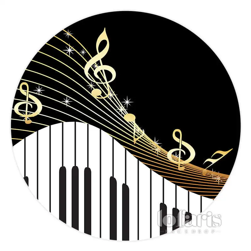 Aperturee Musical Notes Piano Theme Happy Birthday Round Backdrop | Birthday Back Drop | Simple Backdrop For Birthday | Name ...