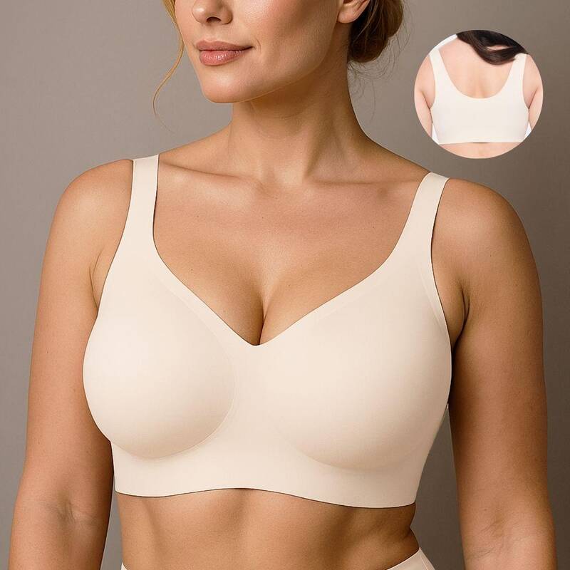 Soft Intention Women's Seamless Wireless Bra Full Coverage Push Up No Underwire Tshirt Comfortable Everyday Plus Size Fr