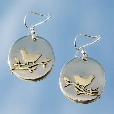 Love for Birds Mixed Metal Earrings - Hummingbird