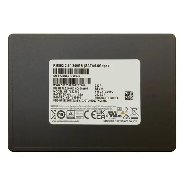 Samsung MZ7L3240HCHQ-00W07 | PM893 Series 240GB 2.5-inch 6GB/s SATA V-NAND TLC Solid State Drive