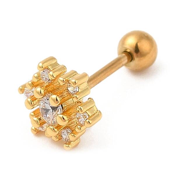 Brass Micro Pave Clear Cubic Zirconia Stud Earrings