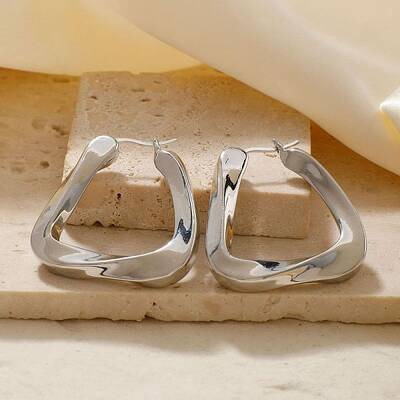 Chic Minimalist Elegant U-shaped Sparkling Brass Hoop Earrings Fashion Jewelry