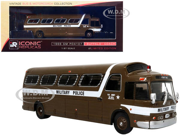 1966 GM PD4107 Buffalo Coach Bus U.S. Army Military Police Destination: Fort Dix Vintage Bus & Motorcoach Collection 1/87 (HO...