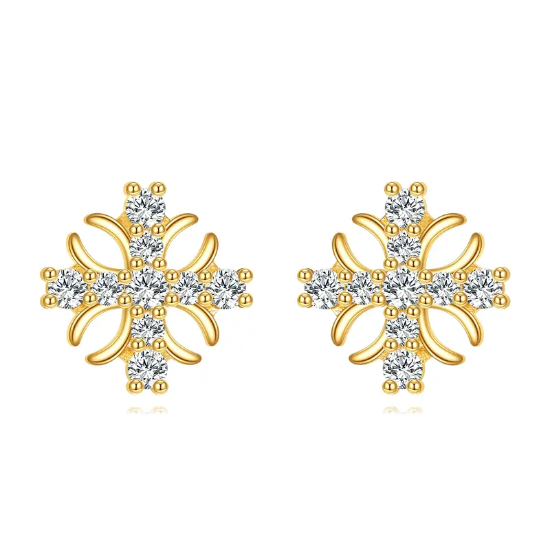 14K Gold Cubic Zirconia Cross Earrings