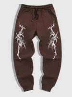 Men's Gothic Style Graphic Print Drawstring Waist Sweatpants, Regular Fit Casual Comfy Jogger Pants for Spring & Fall, Fashio...