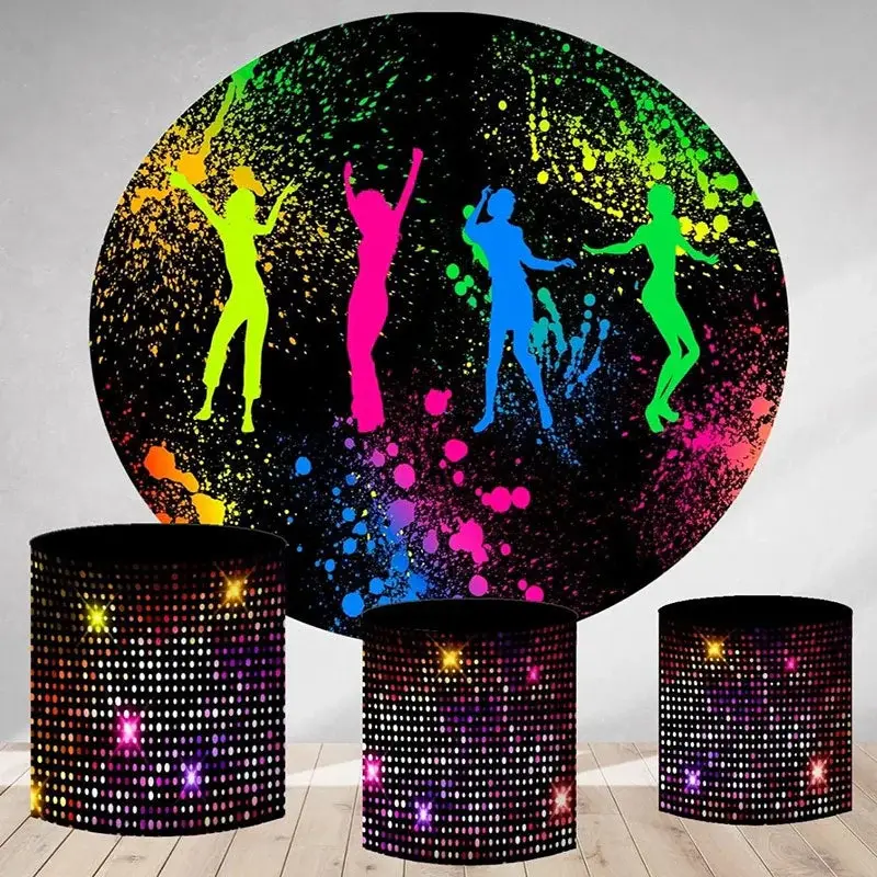 Aperturee Circle Graffiti Girls Dance Night Birthday Backdrop Kit | Circular Birthday Backdrop Cover | Round Party Backdrop |...